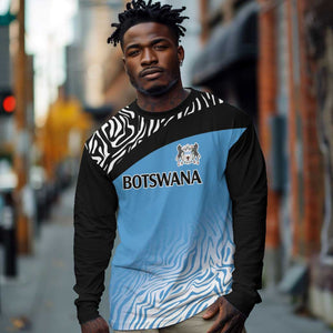 Botswana Cricket Custom Long Sleeve Shirt Baggy Blues African Zebra Skins Pattern - African Pride