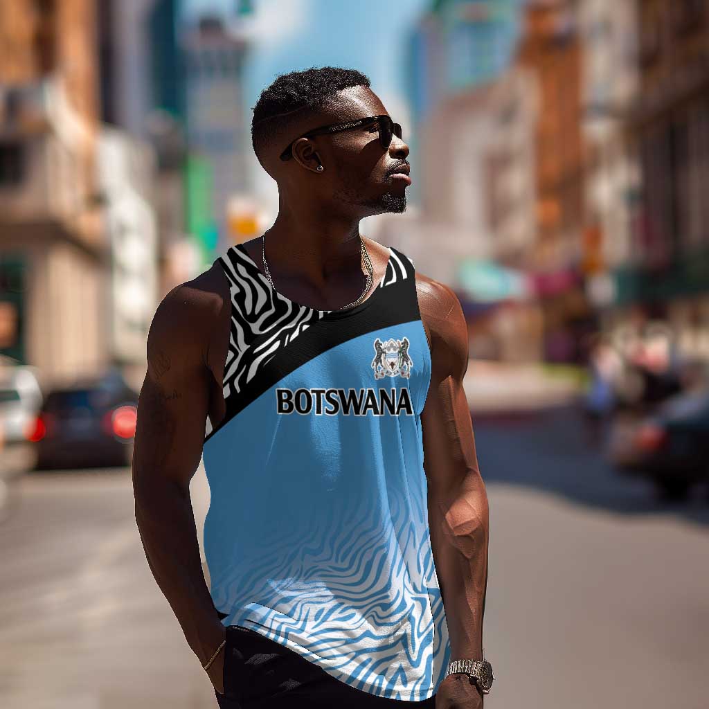 Botswana Cricket Custom Men Tank Top Baggy Blues African Zebra Skins Pattern - African Pride