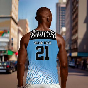 Botswana Cricket Custom Men Tank Top Baggy Blues African Zebra Skins Pattern - African Pride
