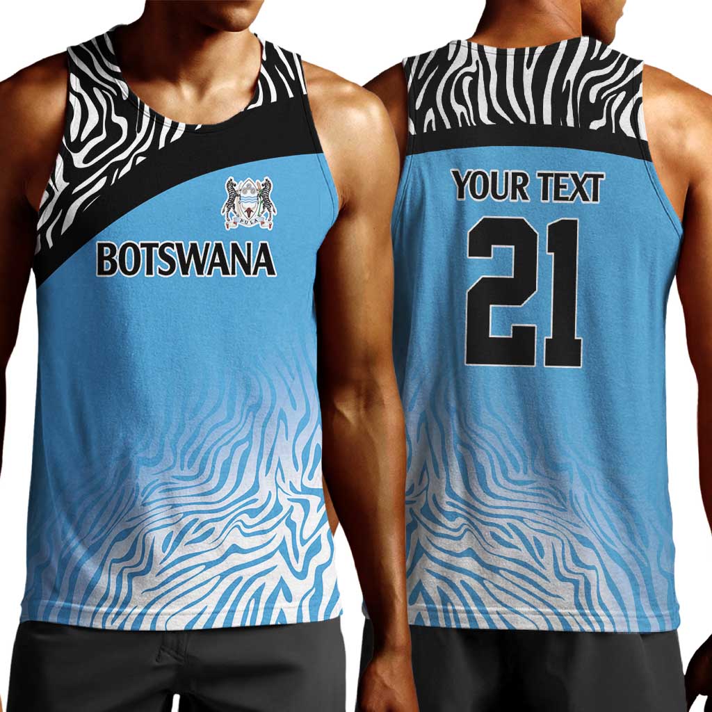 Botswana Cricket Custom Men Tank Top Baggy Blues African Zebra Skins Pattern - African Pride
