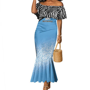 Botswana Cricket Custom Mermaid Dress Baggy Blues African Zebra Skins Pattern - African Pride