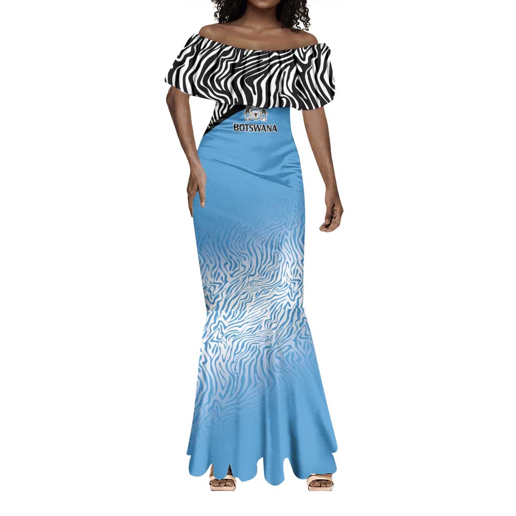Botswana Cricket Custom Mermaid Dress Baggy Blues African Zebra Skins Pattern - African Pride