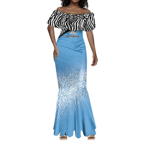Botswana Cricket Custom Mermaid Dress Baggy Blues African Zebra Skins Pattern - African Pride