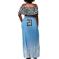 Botswana Cricket Custom Off Shoulder Maxi Dress Baggy Blues African Zebra Skins Pattern - African Pride