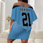 Botswana Cricket Custom Off Shoulder Short Dress Baggy Blues African Zebra Skins Pattern - African Pride