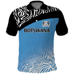 Botswana Cricket Custom Polo Shirt Baggy Blues African Zebra Skins Pattern - African Pride