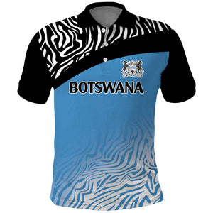 Botswana Cricket Custom Polo Shirt Baggy Blues African Zebra Skins Pattern - African Pride