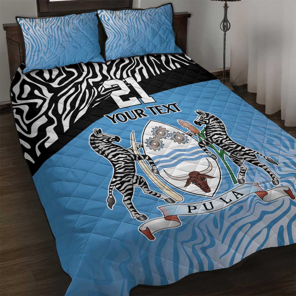 Botswana Cricket Custom Quilt Bed Set Baggy Blues African Zebra Skins Pattern - African Pride