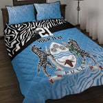 Botswana Cricket Custom Quilt Bed Set Baggy Blues African Zebra Skins Pattern - African Pride