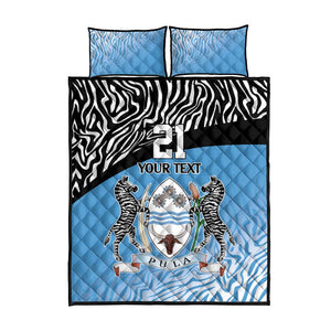 Botswana Cricket Custom Quilt Bed Set Baggy Blues African Zebra Skins Pattern - African Pride