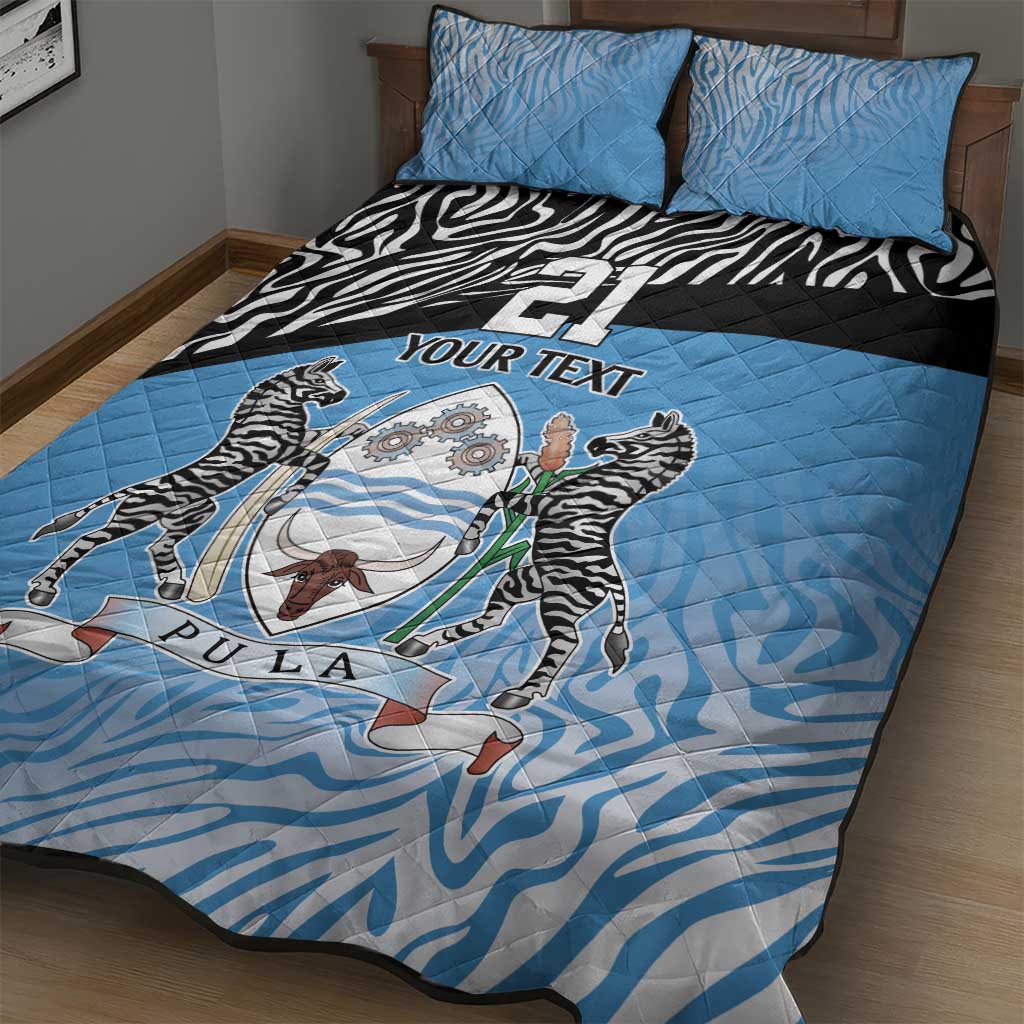 Botswana Cricket Custom Quilt Bed Set Baggy Blues African Zebra Skins Pattern - African Pride