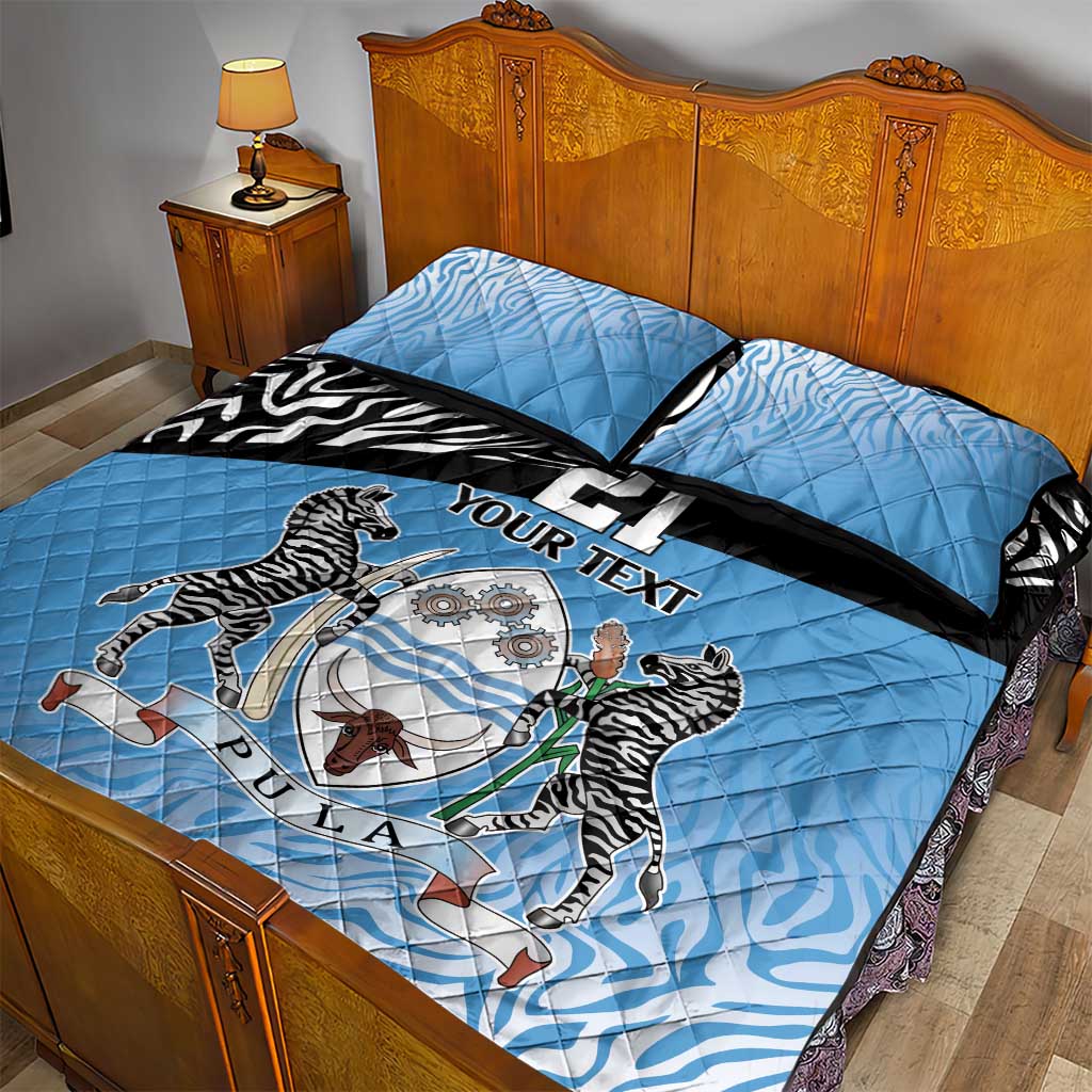 Botswana Cricket Custom Quilt Bed Set Baggy Blues African Zebra Skins Pattern - African Pride