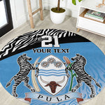 Botswana Cricket Custom Round Carpet Baggy Blues African Zebra Skins Pattern - African Pride