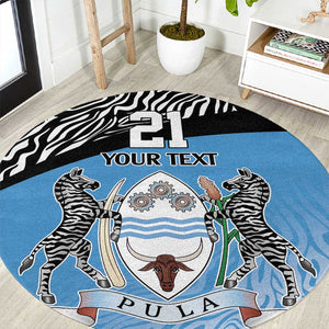 Botswana Cricket Custom Round Carpet Baggy Blues African Zebra Skins Pattern - African Pride