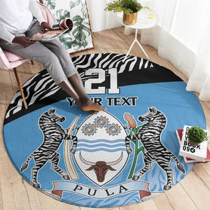 Botswana Cricket Custom Round Carpet Baggy Blues African Zebra Skins Pattern - African Pride