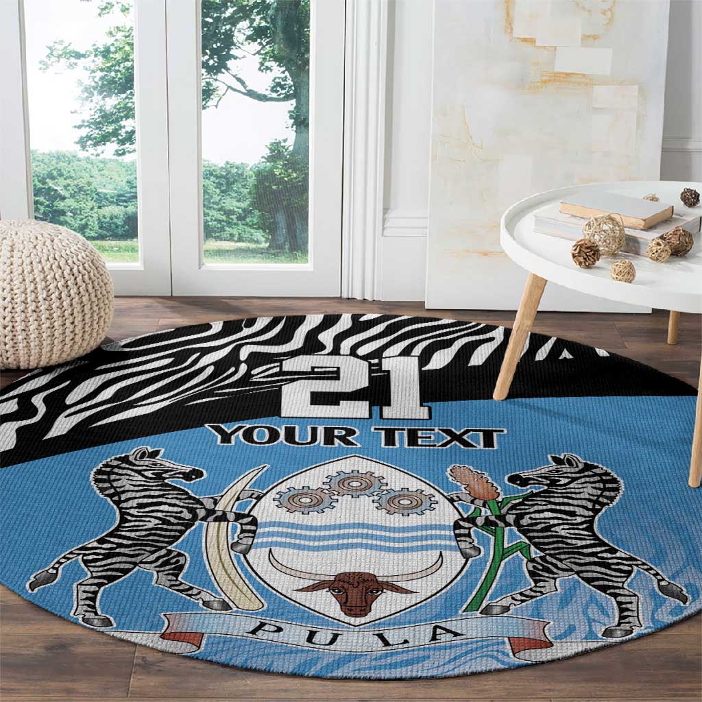 Botswana Cricket Custom Round Carpet Baggy Blues African Zebra Skins Pattern - African Pride