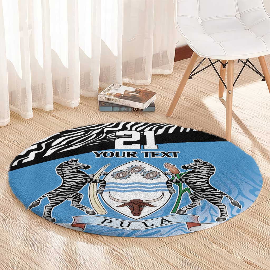 Botswana Cricket Custom Round Carpet Baggy Blues African Zebra Skins Pattern - African Pride
