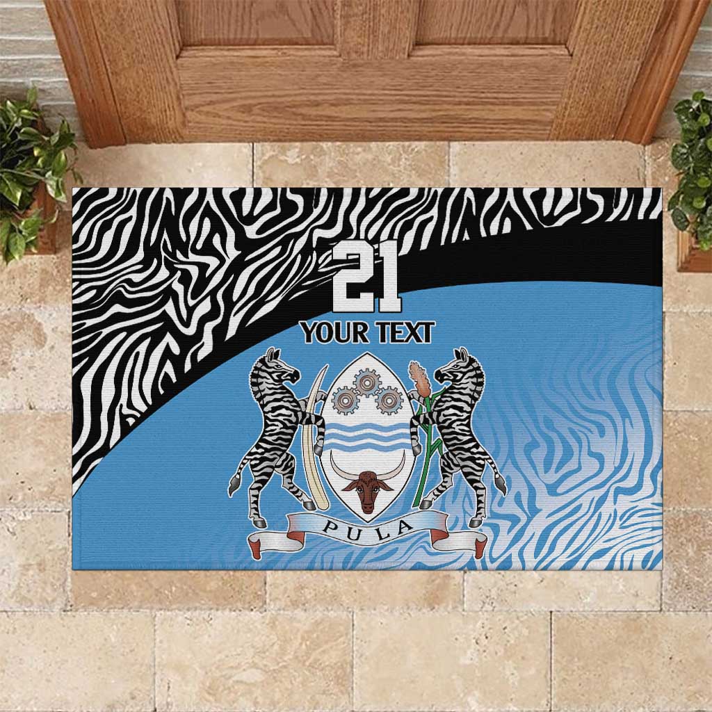 Botswana Cricket Custom Rubber Doormat Baggy Blues African Zebra Skins Pattern - African Pride