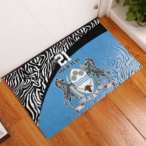 Botswana Cricket Custom Rubber Doormat Baggy Blues African Zebra Skins Pattern - African Pride