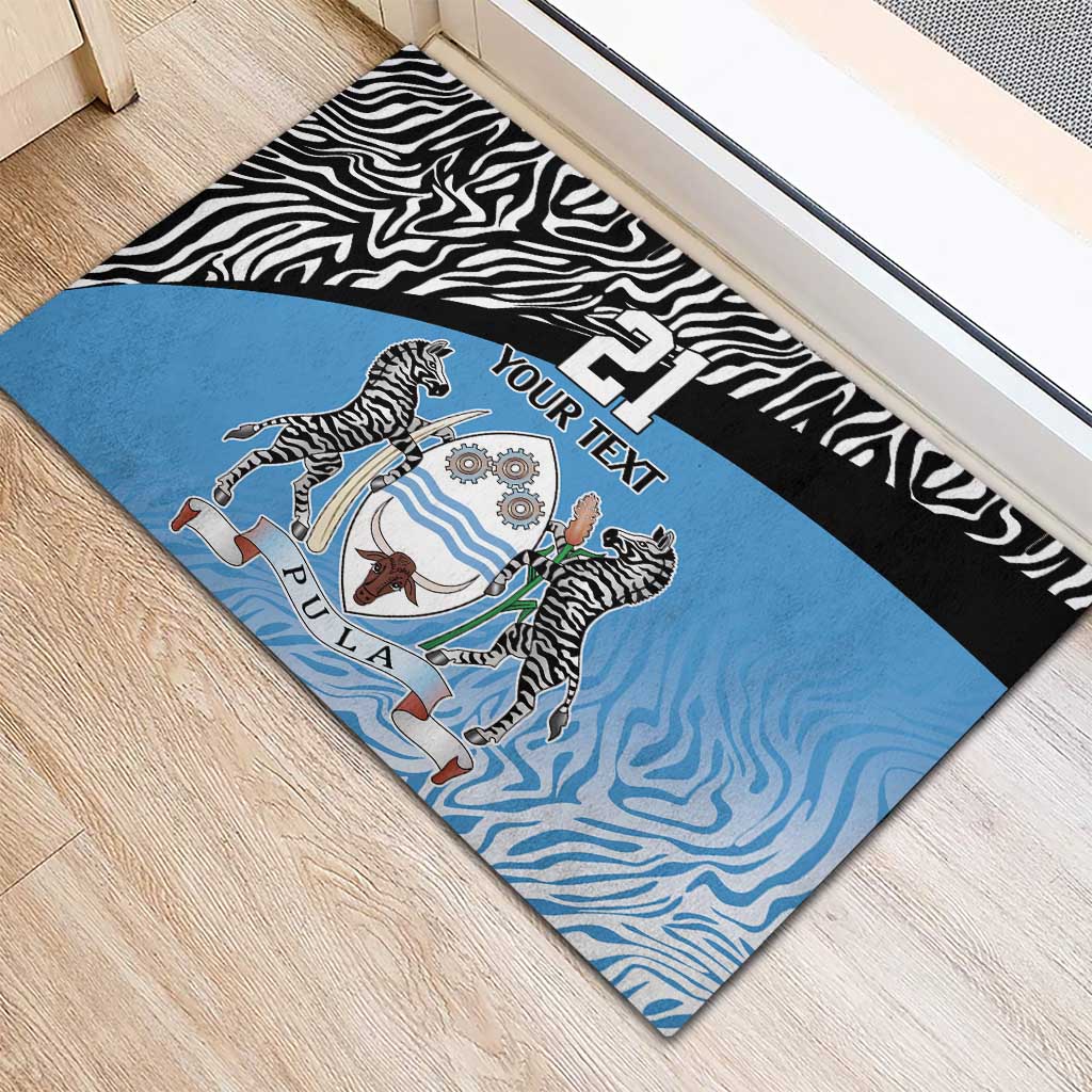 Botswana Cricket Custom Rubber Doormat Baggy Blues African Zebra Skins Pattern - African Pride