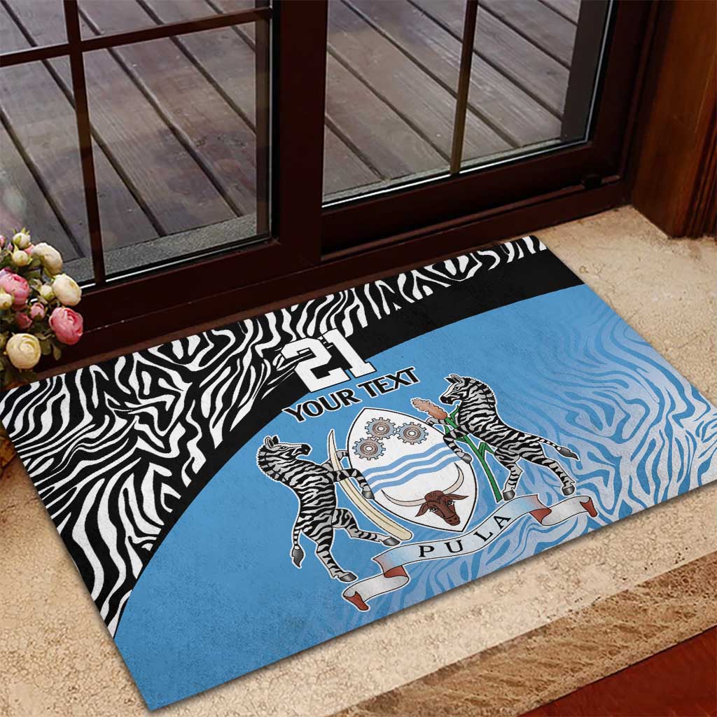 Botswana Cricket Custom Rubber Doormat Baggy Blues African Zebra Skins Pattern - African Pride