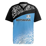 Botswana Cricket Custom Rugby Jersey Baggy Blues African Zebra Skins Pattern - African Pride