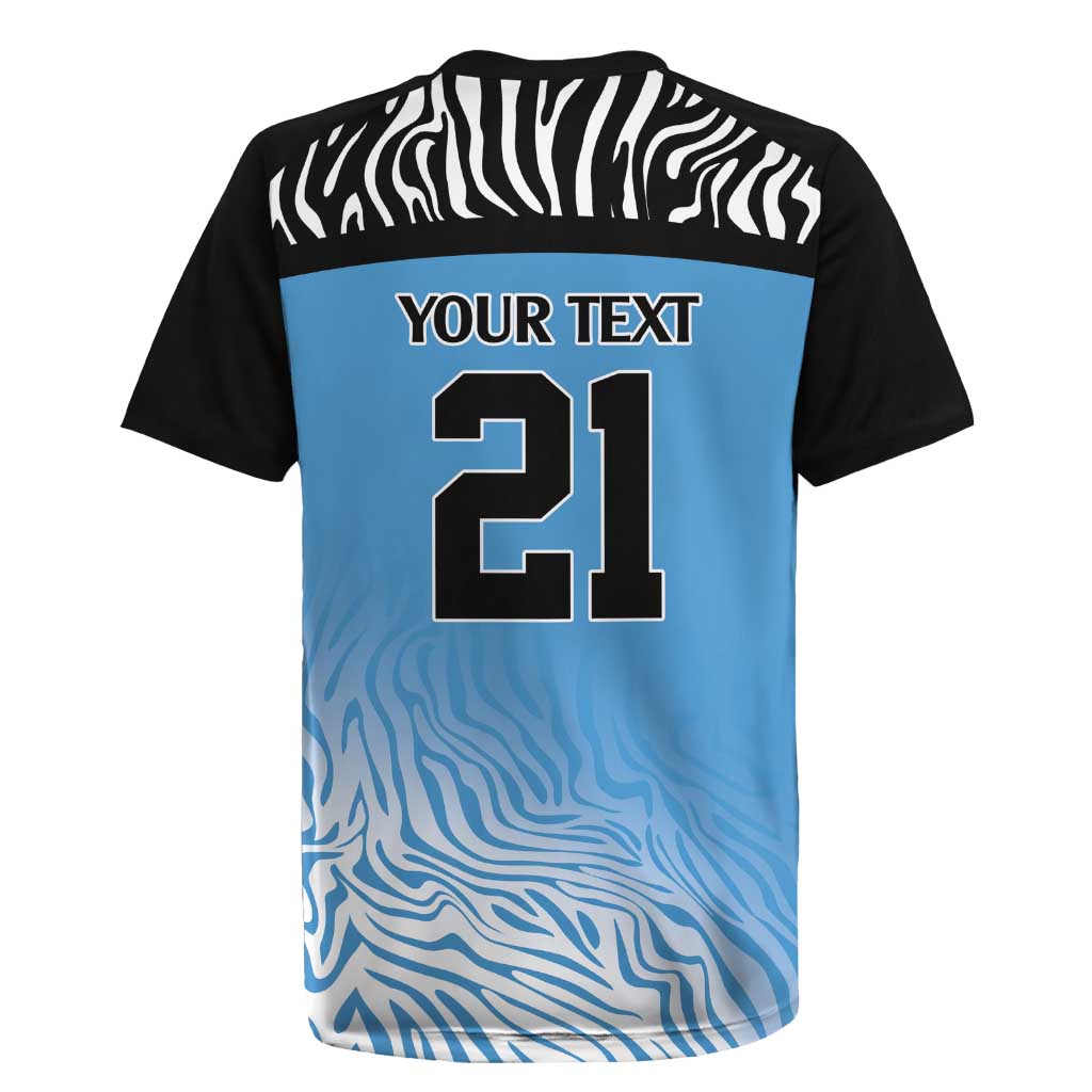 Botswana Cricket Custom Rugby Jersey Baggy Blues African Zebra Skins Pattern - African Pride