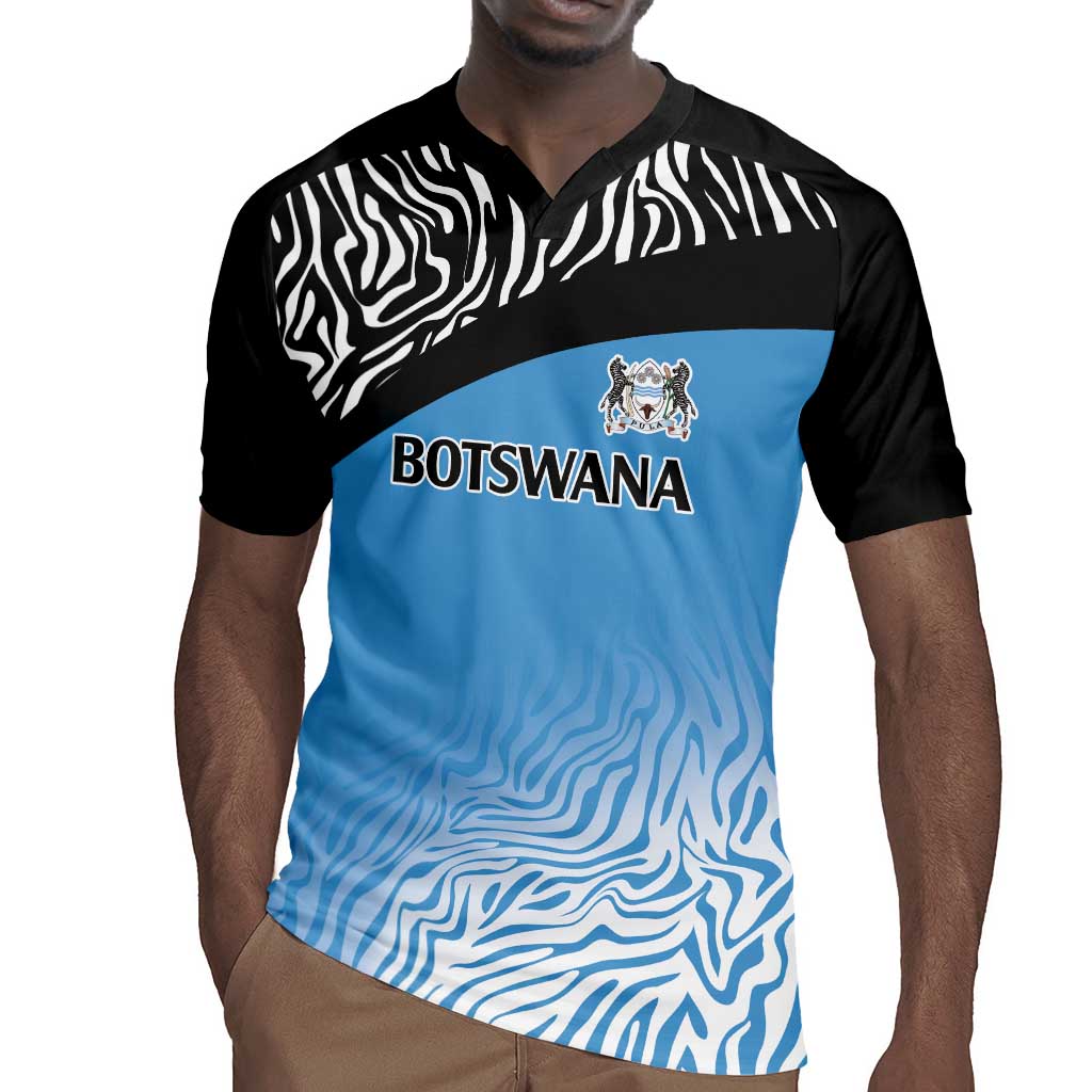 Botswana Cricket Custom Rugby Jersey Baggy Blues African Zebra Skins Pattern - African Pride