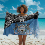 Botswana Cricket Custom Sarong Baggy Blues African Zebra Skins Pattern - African Pride