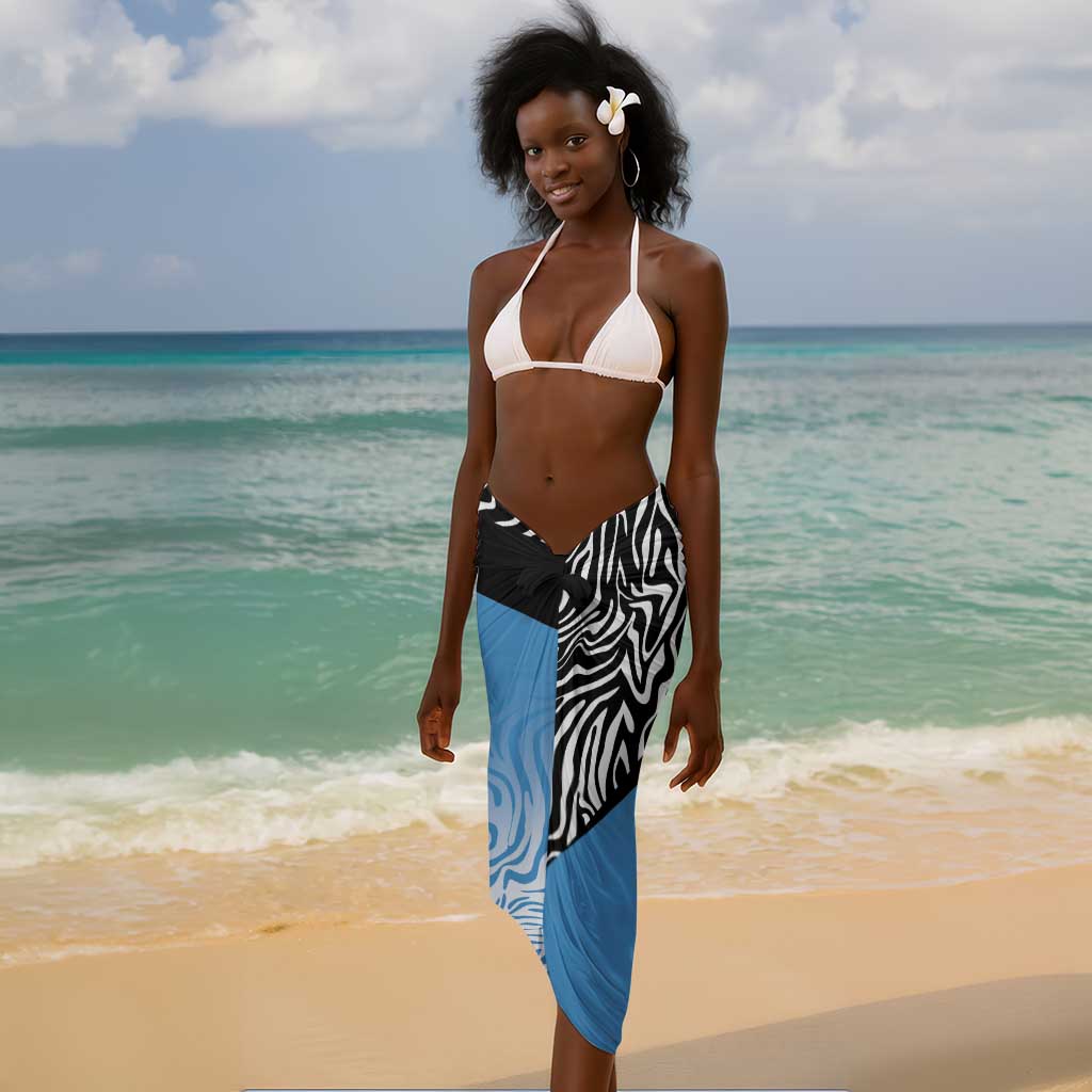 Botswana Cricket Custom Sarong Baggy Blues African Zebra Skins Pattern - African Pride