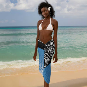 Botswana Cricket Custom Sarong Baggy Blues African Zebra Skins Pattern - African Pride