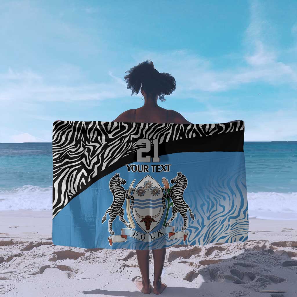 Botswana Cricket Custom Sarong Baggy Blues African Zebra Skins Pattern - African Pride