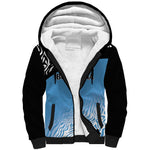 Botswana Cricket Custom Sherpa Hoodie Baggy Blues African Zebra Skins Pattern - African Pride