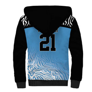 Botswana Cricket Custom Sherpa Hoodie Baggy Blues African Zebra Skins Pattern - African Pride