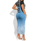 Botswana Cricket Custom Short Sleeve Bodycon Dress Baggy Blues African Zebra Skins Pattern - African Pride