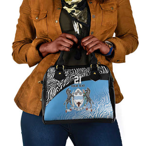 Botswana Cricket Custom Shoulder Handbag Baggy Blues African Zebra Skins Pattern - African Pride