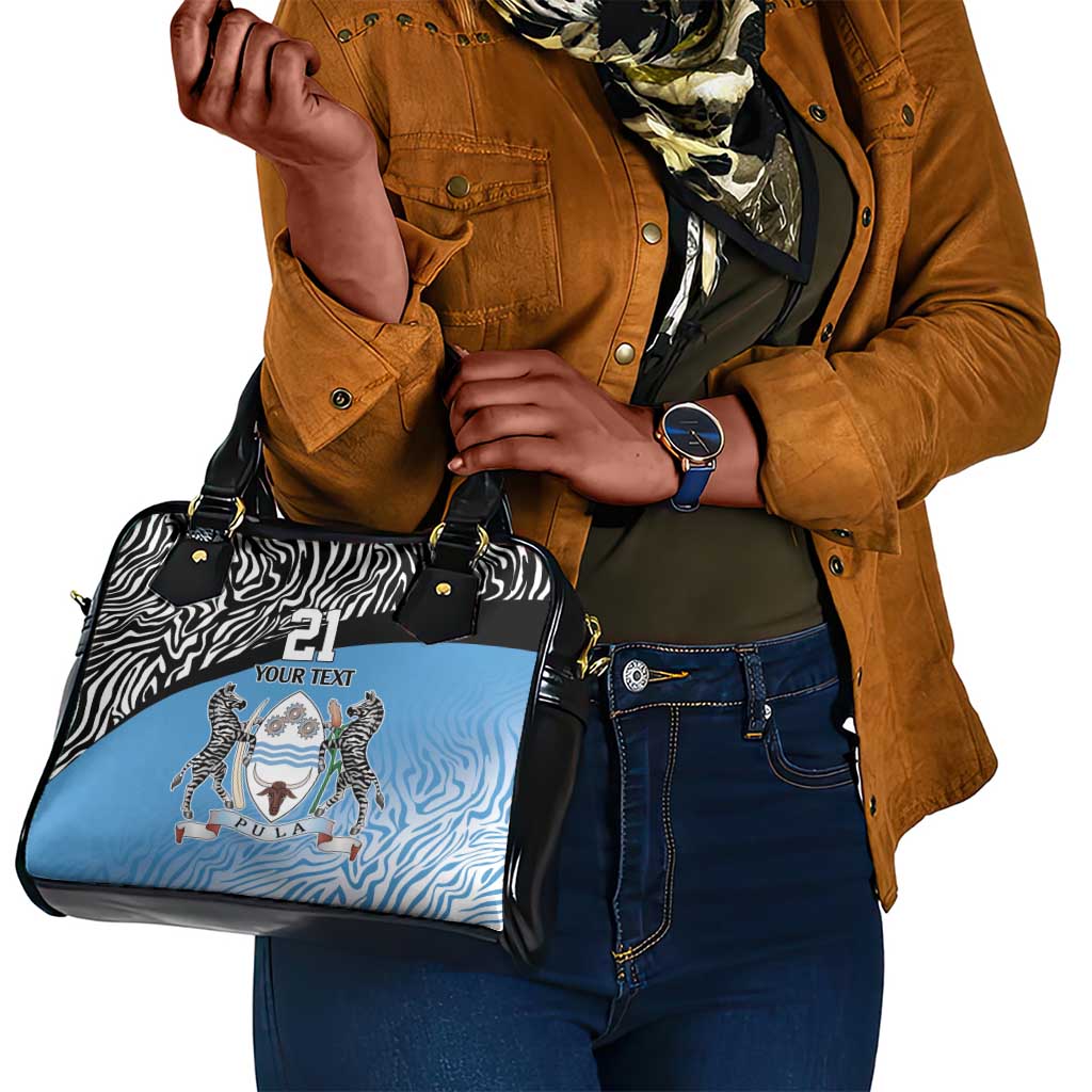 Botswana Cricket Custom Shoulder Handbag Baggy Blues African Zebra Skins Pattern - African Pride