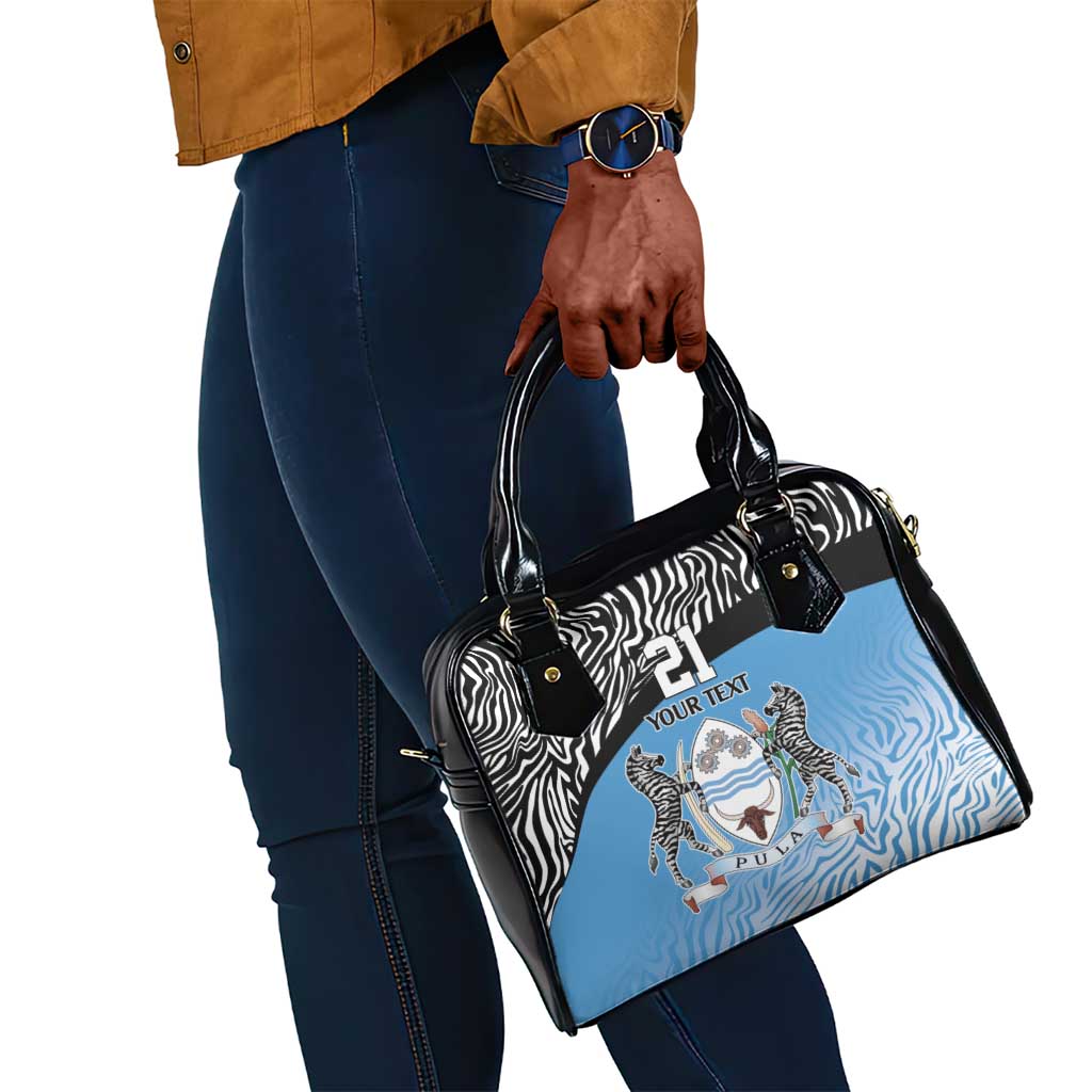 Botswana Cricket Custom Shoulder Handbag Baggy Blues African Zebra Skins Pattern - African Pride