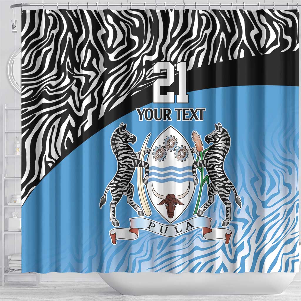Botswana Cricket Custom Shower Curtain Baggy Blues African Zebra Skins Pattern - African Pride