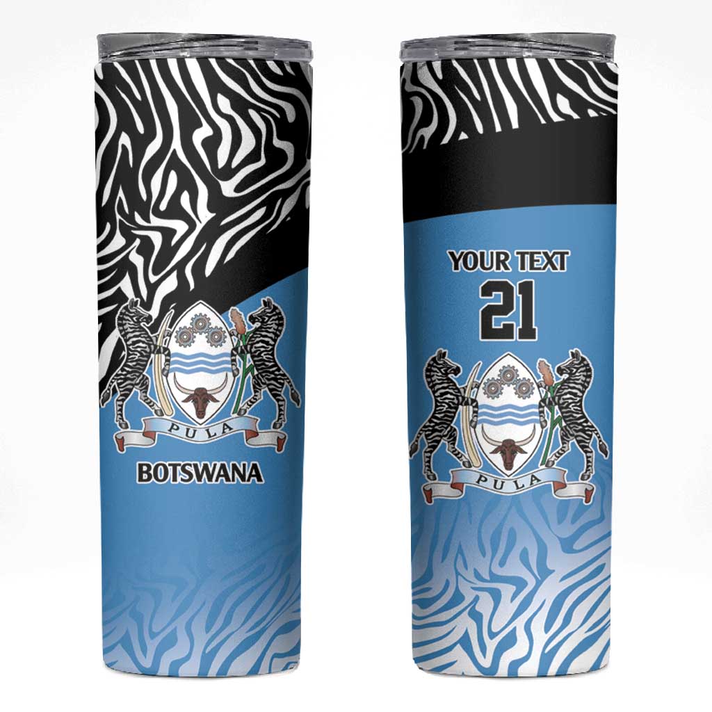 Botswana Cricket Custom Skinny Tumbler Baggy Blues African Zebra Skins Pattern - African Pride