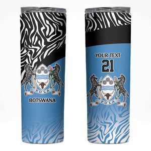 Botswana Cricket Custom Skinny Tumbler Baggy Blues African Zebra Skins Pattern - African Pride