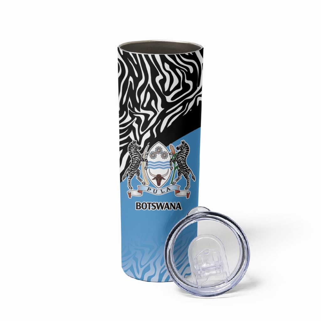 Botswana Cricket Custom Skinny Tumbler Baggy Blues African Zebra Skins Pattern - African Pride