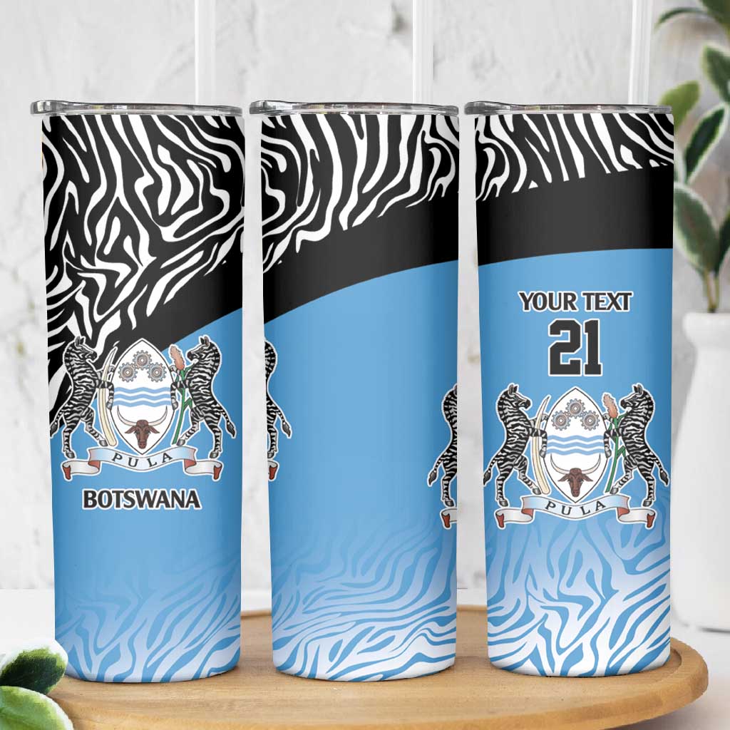 Botswana Cricket Custom Skinny Tumbler Baggy Blues African Zebra Skins Pattern - African Pride