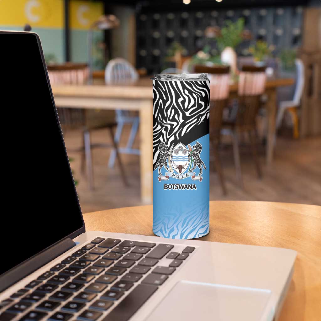 Botswana Cricket Custom Skinny Tumbler Baggy Blues African Zebra Skins Pattern - African Pride