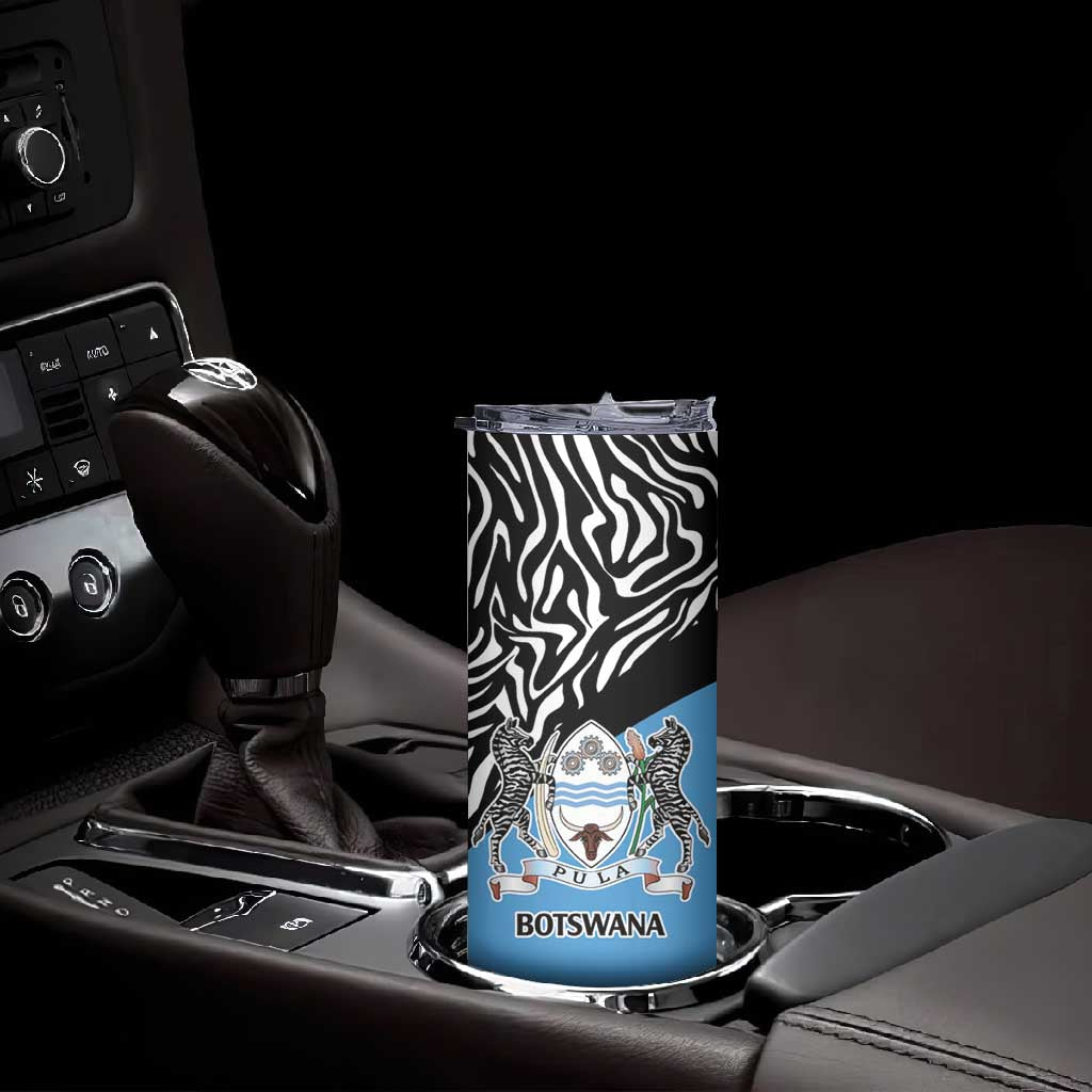 Botswana Cricket Custom Skinny Tumbler Baggy Blues African Zebra Skins Pattern - African Pride