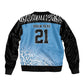 Botswana Cricket Custom Sleeve Zip Bomber Jacket Baggy Blues African Zebra Skins Pattern - African Pride