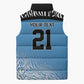 Botswana Cricket Custom Sleeveless Puffer Jacket Baggy Blues African Zebra Skins Pattern