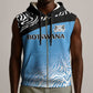 Botswana Cricket Custom Sleeveless Zip Hoodie Baggy Blues African Zebra Skins Pattern - African Pride