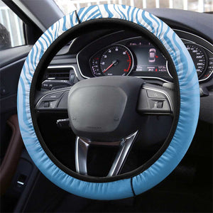 Botswana Cricket Steering Wheel Cover Baggy Blues African Zebra Skins Pattern - African Pride