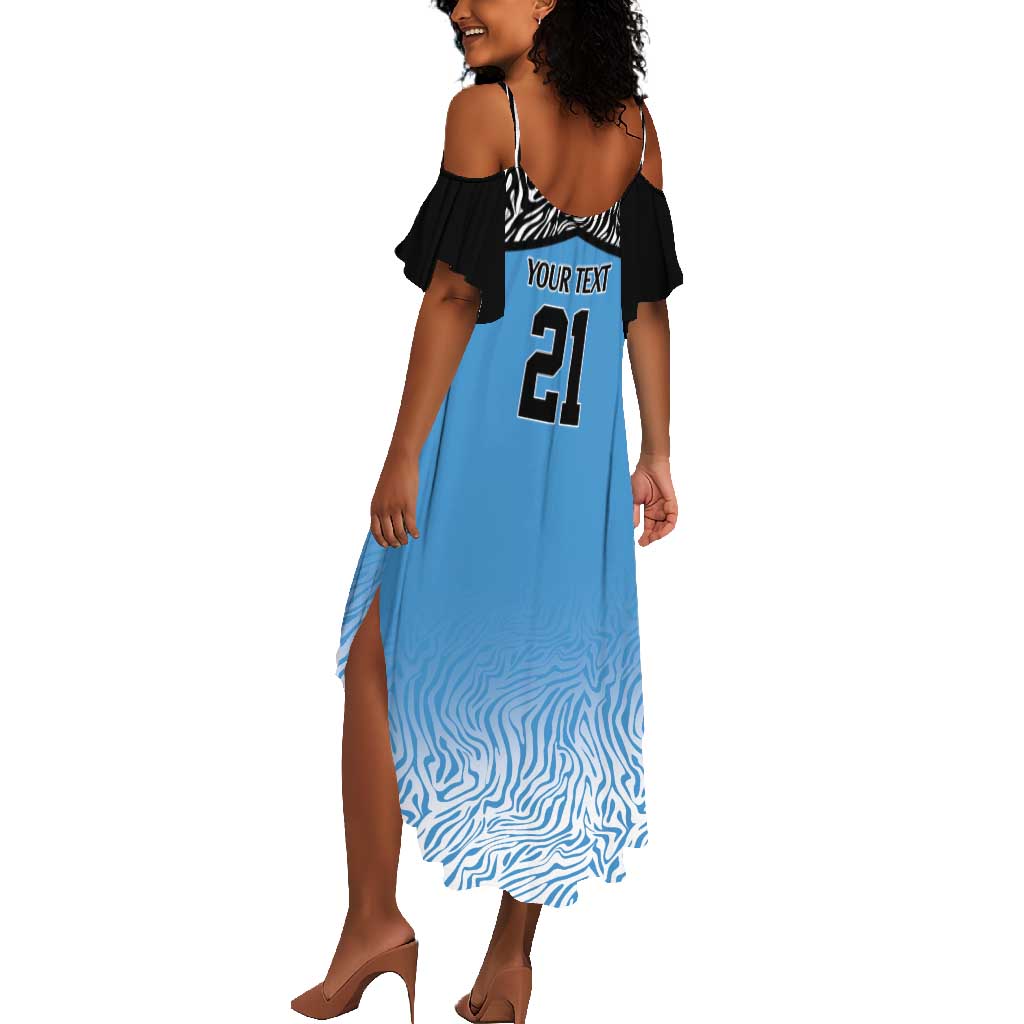 Botswana Cricket Custom Summer Maxi Dress Baggy Blues African Zebra Skins Pattern - African Pride
